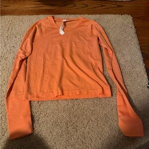 lululemon athletica Cropped Long-Sleeve Crewneck in Coral